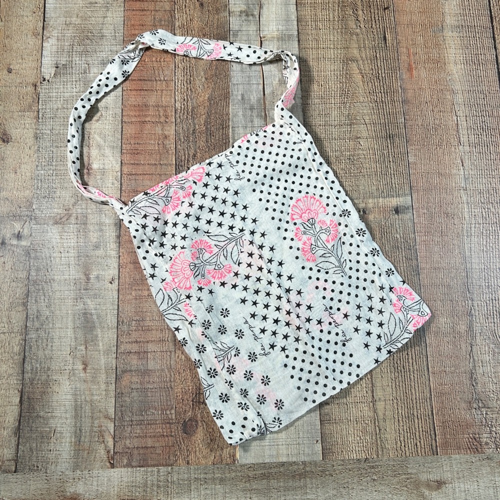 Free People Mixed Print Gauze Hobo Bag Tote Bag Pink Floral Stars Polka Dot Boho